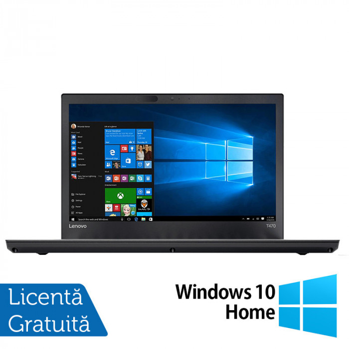 Laptop Refurbished LENOVO ThinkPad T470, Intel Core i5-6300U 2.40 - 3.00GHz, 8GB DDR4, 256GB SSD, 14 Inch HD, Webcam + Windows 10 Home NewTechnology M