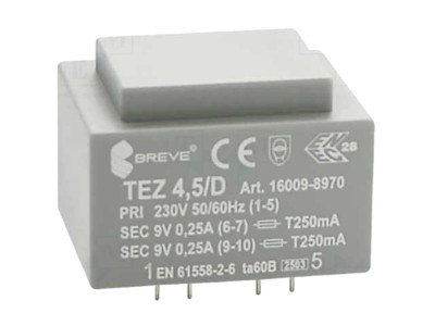Transformator &amp;icirc;ncapsulat PCB 4,5VA 230V 9V 9V foto