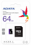 MicroSDHC 64Gb SD Adata Clasa 10, 64 GB