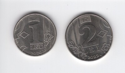 Moldova - set de monede 1 leu 2020 si 2 lei 2022 aUNC foto