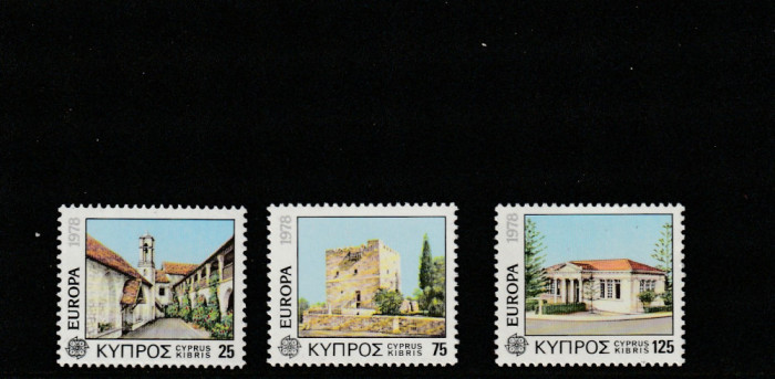 Cipru 1978--Europa CEPT,serie 3 valori dantelate,MNH,Mi.484-486