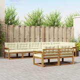 vidaXL Set de canapele de exterior cu pernă 8 pcs Natural și Crem 3367743