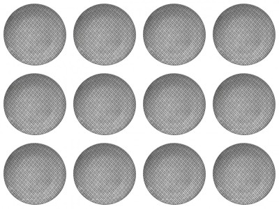 Set Farfurii 12 piese din Portelan Alb cu Model Gri, diametru 26.5 cm foto