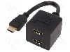 Cablu {{Tip cablu de conectare}}, HDMI mufa, HDMI soclu x2, 200mm, negru, ASSMANN - AK-330400-002-S