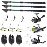 Set 3 lansete EastShark 3.6 metrii, 3 senzori eastshark, 3 swingeri led, 3 mulinete si forfati