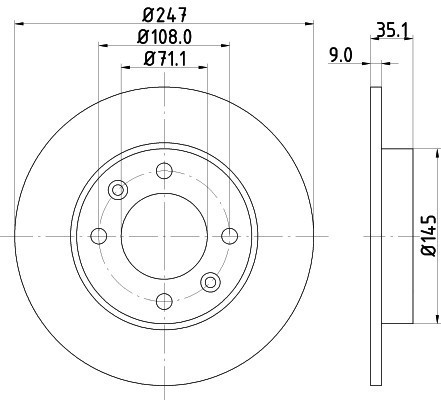 Disc frana PEUGEOT PARTNER combispace (5F) (1996 - 2012) KRIEGER 0950004252