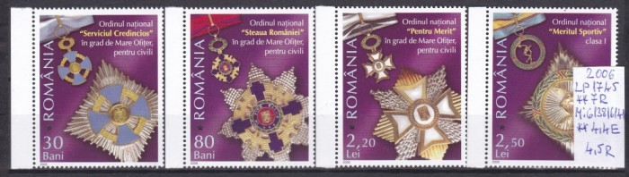 2006 Ordinele Romaniei LP1745 MNH Pret 3,5+1Lei