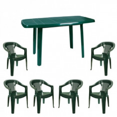 Set mobilier gradina masa MUTUM cu 6 scaune Jokei culoare verde B001004 Raki foto