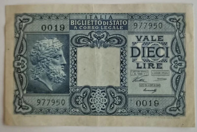 Bancnota - Italia - 10 Lire 1944 foto