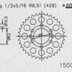 Pinion spate 49 dinti pas lant 428 - Yamaha DT 80 - DT 125 (76-92) - SR 125 (80-94) - DT 175 (78-96)