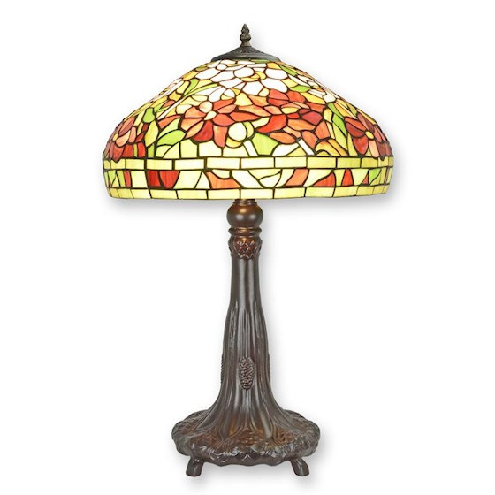 Lampa de masa Tiffany cu abajur cu flori colorate TA-153