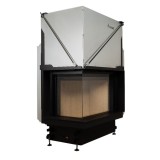 Focar de șemineu - Quattro 50 L Premium Edition &ndash; Colț panoramic st&acirc;nga, 2 suprafețe vitrate, 12 KW, randament >80%