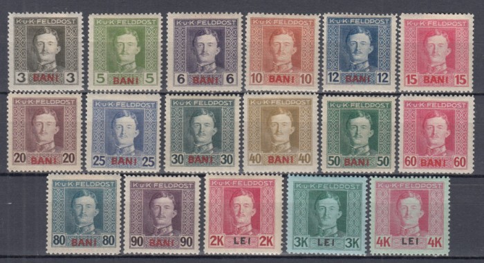 1917 OCUPATIA AUSTRIACA IN ROMANIA POSTA CAMPANIE SUPRATIPAR ROSU GUMA ORIGINALA