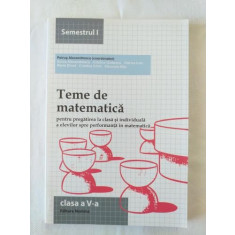 Teme de matematica - clasa a V-a - semestrul 1