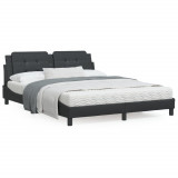 VidaXL Cadru de pat cu lumini LED, negru, 160x200 cm, piele ecologică