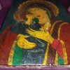 Icoana Veche Maica Domnului, Pictată Manual pe Lemn, 25x18cm, Obiect Bisericesc de Colecție