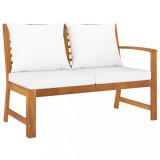 Gossi banca de gradina, perne crem, 114,5 cm, lemn masiv de acacia