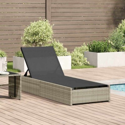 vidaXL Șezlong cu pernă 1-persoană Bej 60 x 200 x 27cm poliratan 42004127 foto