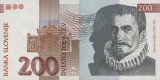 SLOVENIA █ bancnota █ 200 Tolarjev █ 1997 █ P-15b █ UNC