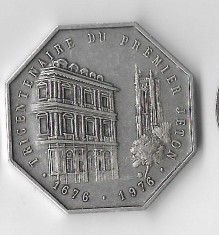 Medalie Tricentenaire du premier jeton 1676-1976 - Franta, bronz argintat, 33 mm foto