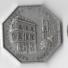 Medalie Tricentenaire du premier jeton 1676-1976 - Franta, bronz argintat, 33 mm