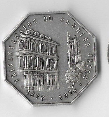 Medalie Tricentenaire du premier jeton 1676-1976 - Franta, bronz argintat, 33 mm foto