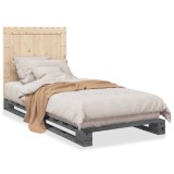 Cumpara ieftin Cadru de pat cu tablie, gri, 90x200 cm, lemn masiv de pin