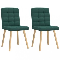 vidaXL Scaune de bucătărie, 2 buc., verde &icirc;nchis, material textil