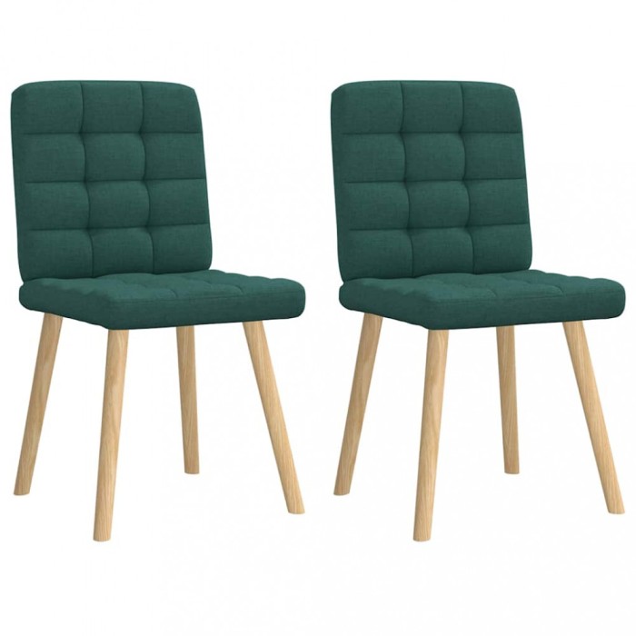 vidaXL Scaune de bucătărie, 2 buc., verde &icirc;nchis, material textil