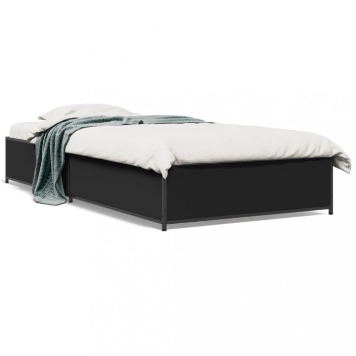 vidaXL Cadru de pat, negru, 100x200 cm, lemn prelucrat și metal 845106