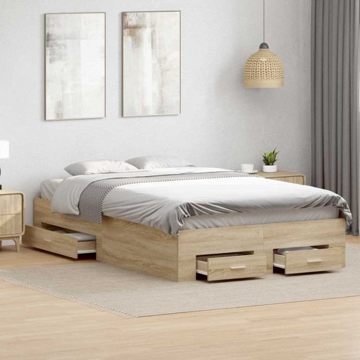 vidaXL Cadru de pat Maro 120 x 200 cm Lemn compozit