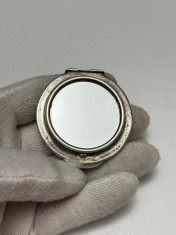 MINIATURA ARGINT 800 - OGLINDA de Poseta - Rotunda - 36g. - Vintage !