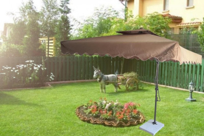 Umbrela de soare, 2.2 m x 2.2 m, Bej, stalp din otel, Cu Talpa de Granit foto