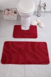 Cumpara ieftin Set 2 Covorase Baie Model Symphony 2577, Marimi 50 x 80 40 x 50 cm, Rosu, Antiderapant, Antialergic, Polipropilena