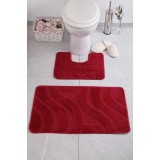 Set 2 Covorase Baie Model Symphony 2577, Marimi 50 x 80 40 x 50 cm, Rosu, Antiderapant, Antialergic, Polipropilena