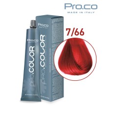 Vopsea de par profesionala PRO.COLOR 100 ml - Pro.Co - 7/66 ROSU FERRARI