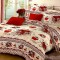 Lenjerie de pat matrimonial cu husa elastic pat si fata perna patrata, Red rose, bumbac mercerizat, multicolor