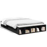 VidaXL Cadru de pat, negru, 140x200 cm, lemn prelucrat