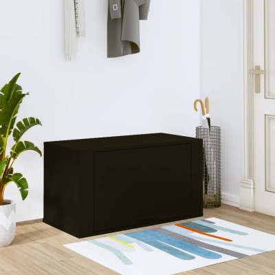 Pantofar de perete, negru, 70x35x38 cm, lemn prelucrat foto