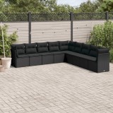 Gossi set mobilier de gradina cu perne, 9 piese, negru, poliratan