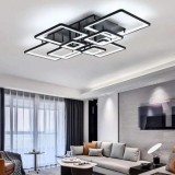 Lustra LED cu telecomanda ELLA, 203W, 8 Patrate, lumina Rece/Calda/Neutra, Dimabila, Negru
