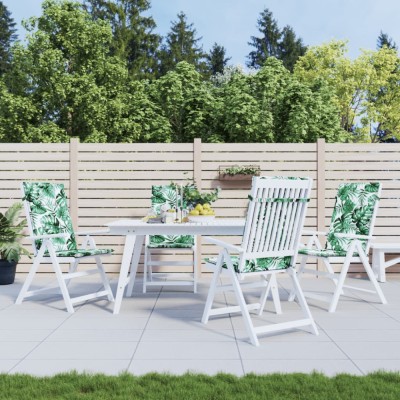 vidaXL Perne de scaun spătar &amp;icirc;nalt, 4 buc., model frunze, textil foto