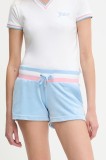 Juicy Couture pantaloni scurți VELOUR STRIPE BOOTY SHORT cu imprimeu, high waist, JCWHS225354