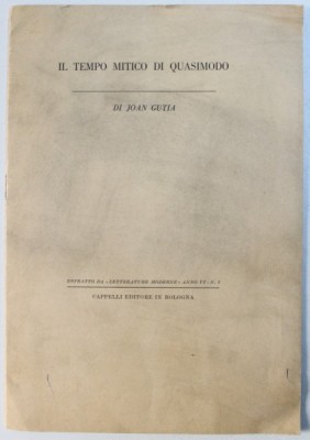 IL TEMPO MITICO DI QUASIMODO di JOAN GUTIA , DEDICATIE* foto