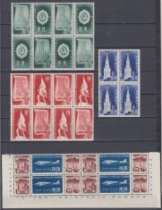 ROMANIA 1948 LP 241 AL DOILEA CONGRES ARLUS EROARE SOARE PE VINIETA STANGA BLOCURI 4 TIMBRE CU VINIETE STARE MNH