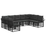 vidaXL Set de canapele de exterior 9 pcs Negru și Gri &icirc;nchis Poliester 3437757