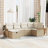 Cumpara ieftin Set de canapele pentru grădină cu pernă 6 pcs Bej Rattan poli