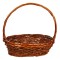 Coș Bucătărie, Bambus &Icirc;mpletit, M&acirc;ner &Icirc;nalt 40cm, Roșu-Maro, 38x31x12cm