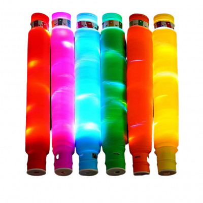 Set 6 Tuburi Antistres, Flippy, cu Lumina LED, Fidget Pop Tube, multicolor foto