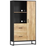 HOMCOM Dulap de bucătărie multifuncțional cu 2 sertare, 1 dulap, 2 nișe și orificii pentru cabluri | Aosom Romania